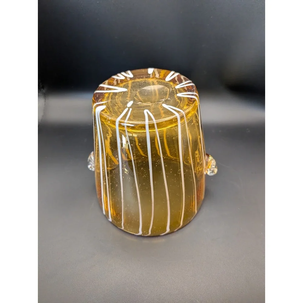MCM Venini for Disaronno Amber and White Fused Glass Ice Bucket Murano